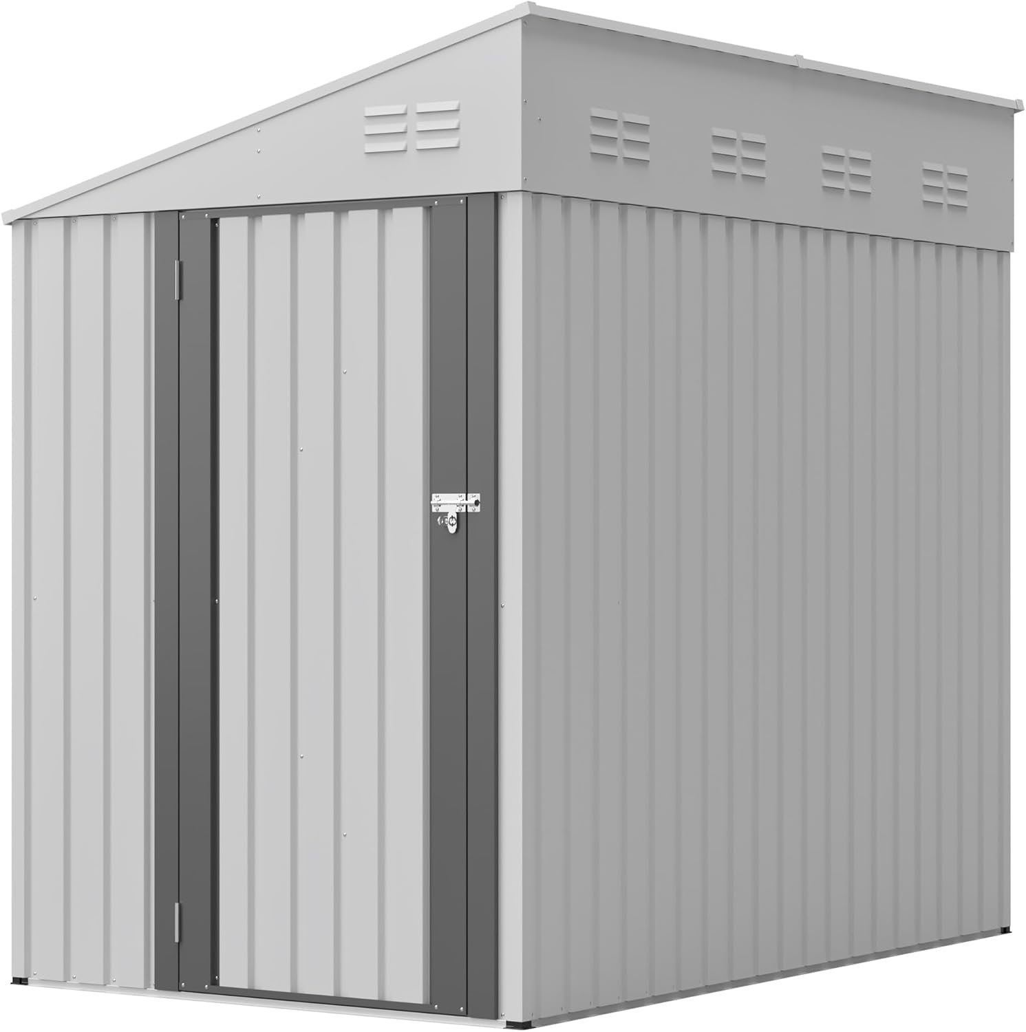 YOPTO 4x7 FT Outdoor Storage Shed,Lean to Lockable Metal Garden Shed Steel with Reinforced Beams,All Weather Waterproof Storage House W/Lockable Door&2 Air Vents,for Backyard,Patio,Lawn,Garden,White