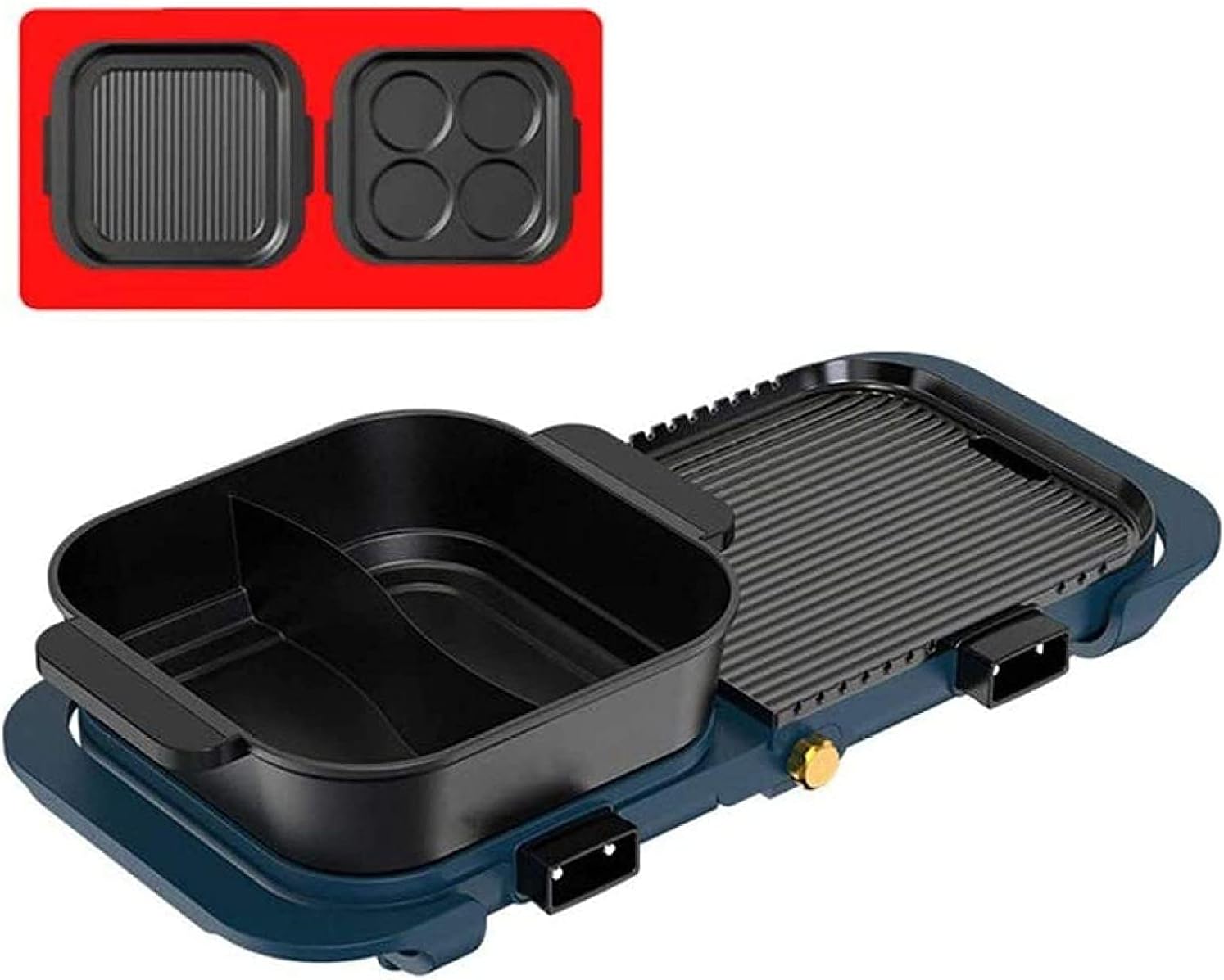 Electric BBQ Grill Indoor Electric Hot Pot Household Hot Pot Barbecue Integrated Pot Detachable Separate Hot Pot Roasting Pan Indoor Smokeless Healthy