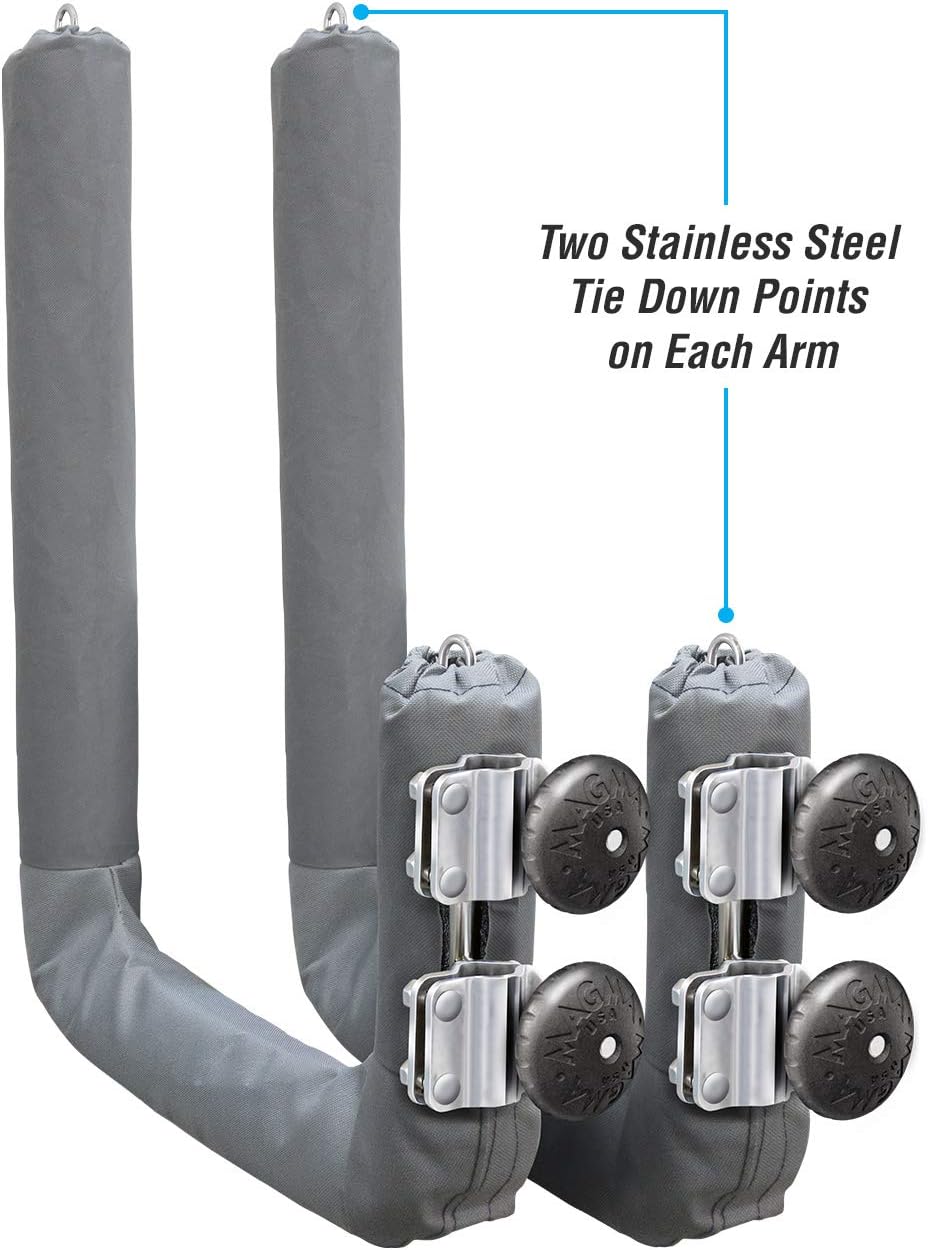 Magma Kayak/SUP Boat Rack R10-626 - 304 Stainless Steel Storage for Kayaks & Paddle Boards - Fits Standard Round Rail - Includes Padding & Tie-Down Points - Quick-Release Knob System