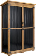 46' L Outdoor Storage Cabinet with Shelves, Wood & Metal Storage Shed with Waterproof Roof, Outside Storage Cabinet Weather-Resistant for Garage Patio Backyard Garden