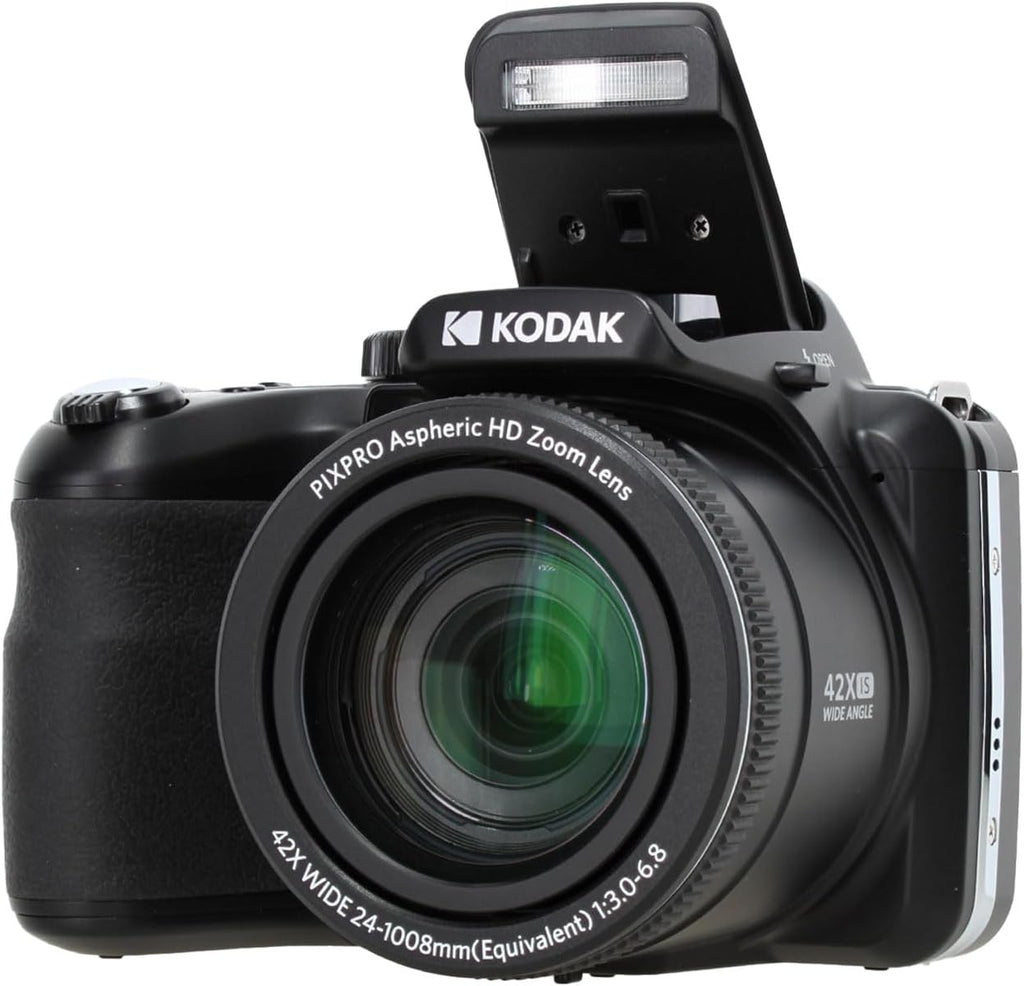 Kodak PIXPRO AZ425 20MP Vlogging Digital Camera (Black) 42X Optical Zoom, 24mm Wide Angle Lens Bundle with 64GB Memory Card + Vlogger Tripod + Bag + More Vlog Accessories