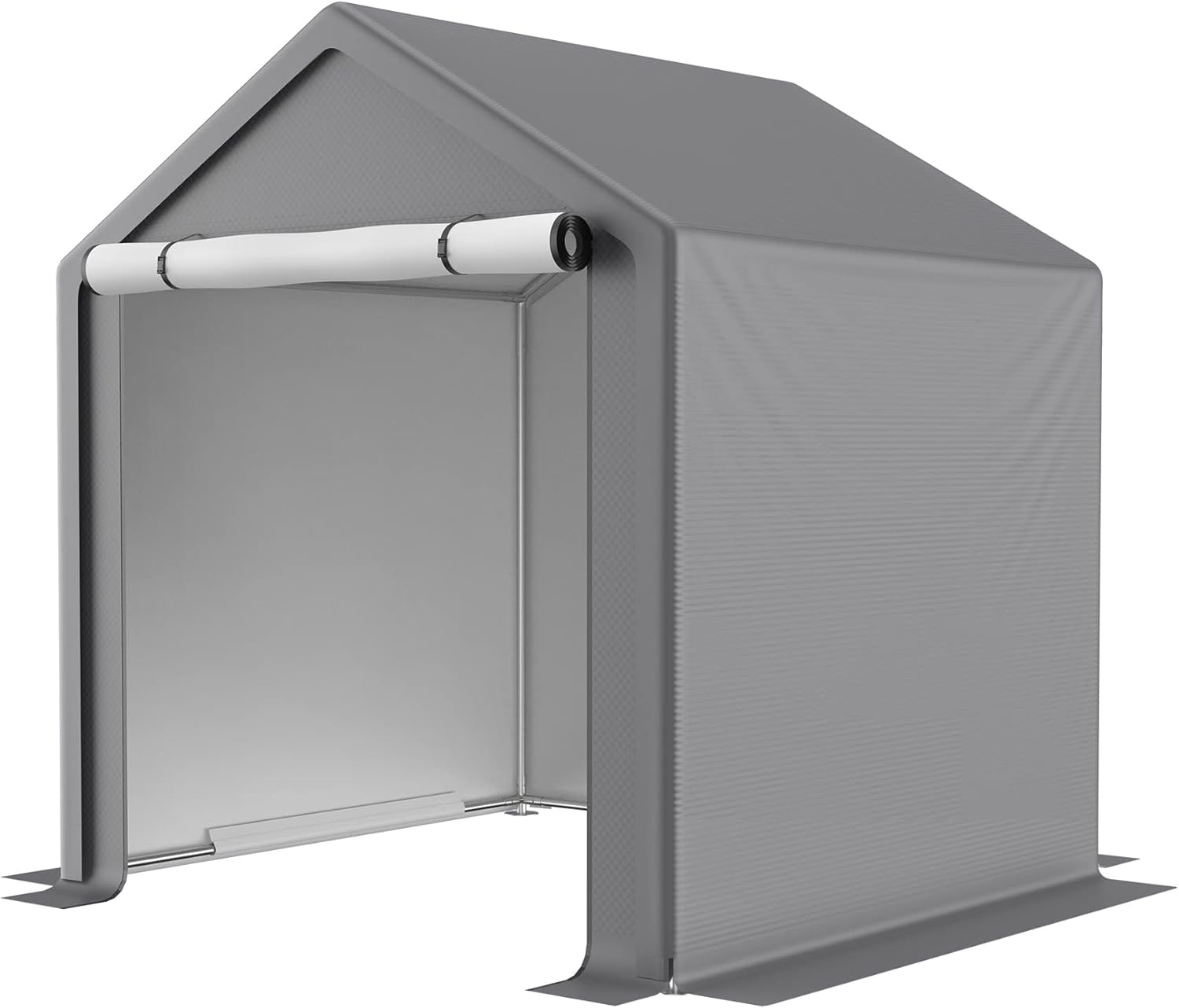 6 x 6 ft Portable Outdoor Storage Tent Shelter Shed, Heavy Duty Storage Tent with Roll-up Doors Shelter for Garden Tool, Lawn Mower, Motorcycleand, Bike - Gray