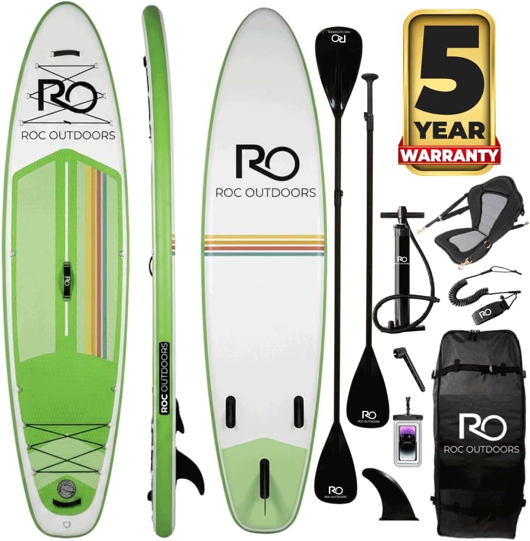 Roc Inflatable Stand Up Paddle Board 10' 6' with Premium SUP Paddle Board Accessories, Wide Stable Design, Non-Slip Comfort Deck for Youth & Adults