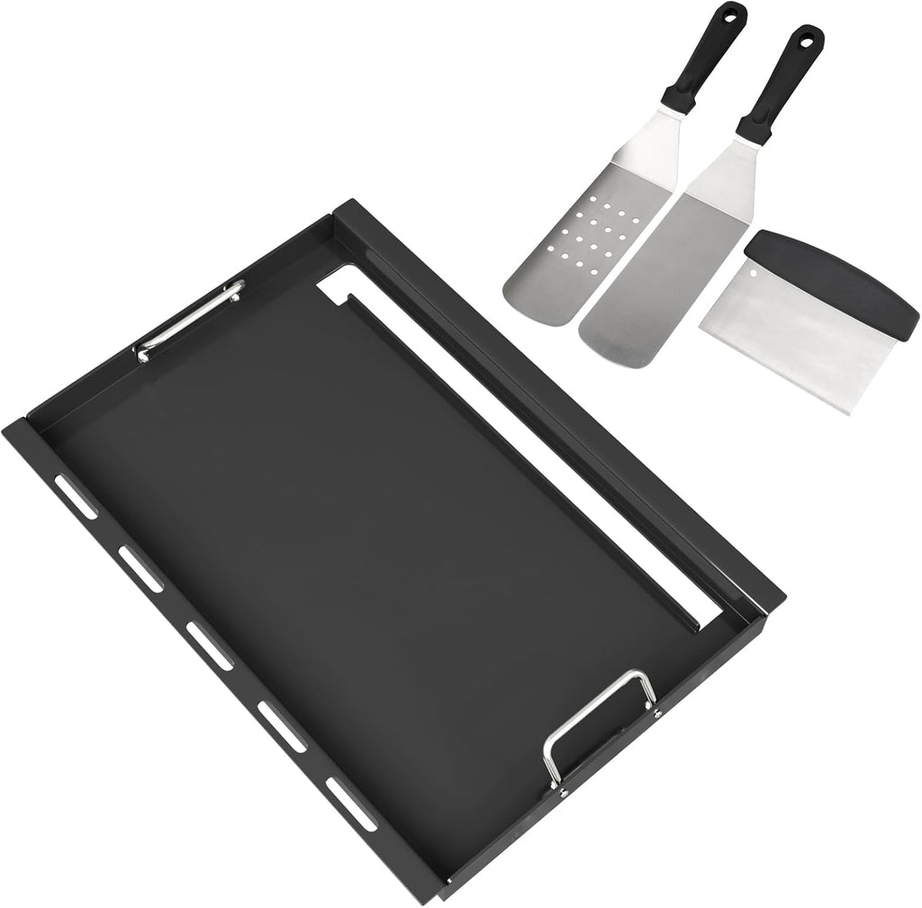 Full Size Griddle Insert with Spatula Set for Home Depot Nexgrill 5 Burner 720-0888 720-0888N, Flat Top Plate Replacement Parts for Nexgrill 4 Burner 720-0830 720-0830H Gas Grill Models, Carbon Steel