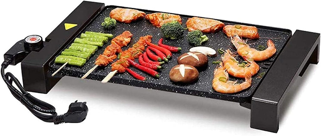 Electric BBQ Grill Indoor 28 * 94 cm Electric Teppanyaki Table Grill, BBQ Barbecue Griddle, Non-Stick Hot Plate,Smokeless,1700W (Color : Black)