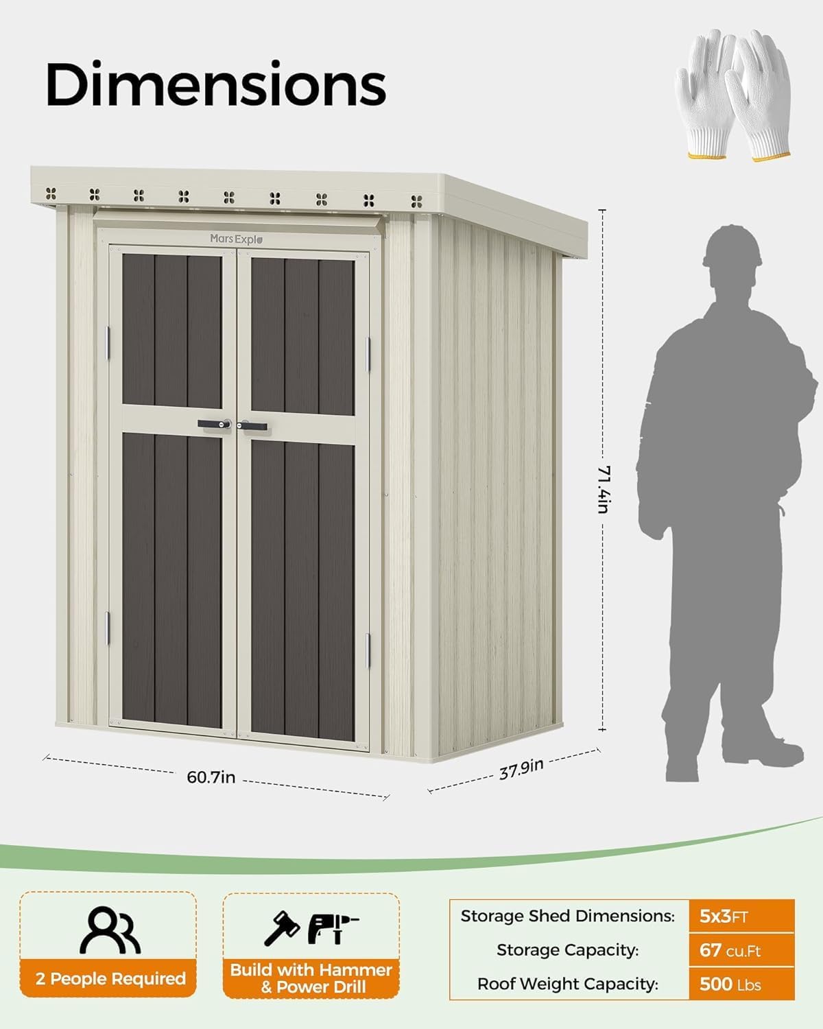 5X3 FT Metal Garden Sheds & Outdoor Storage with Sloping Roof,Lockable Door for Backyard,Patio