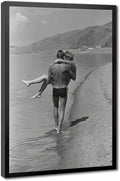 UXCBIA Young Couple Walking by The Lake, 1960s Black And White Retro Poster Canvas Poster Wall Art Decor Print Picture Paintings for Living Room Bedroom Decoration Black Frame 24x36in(60x90cm)