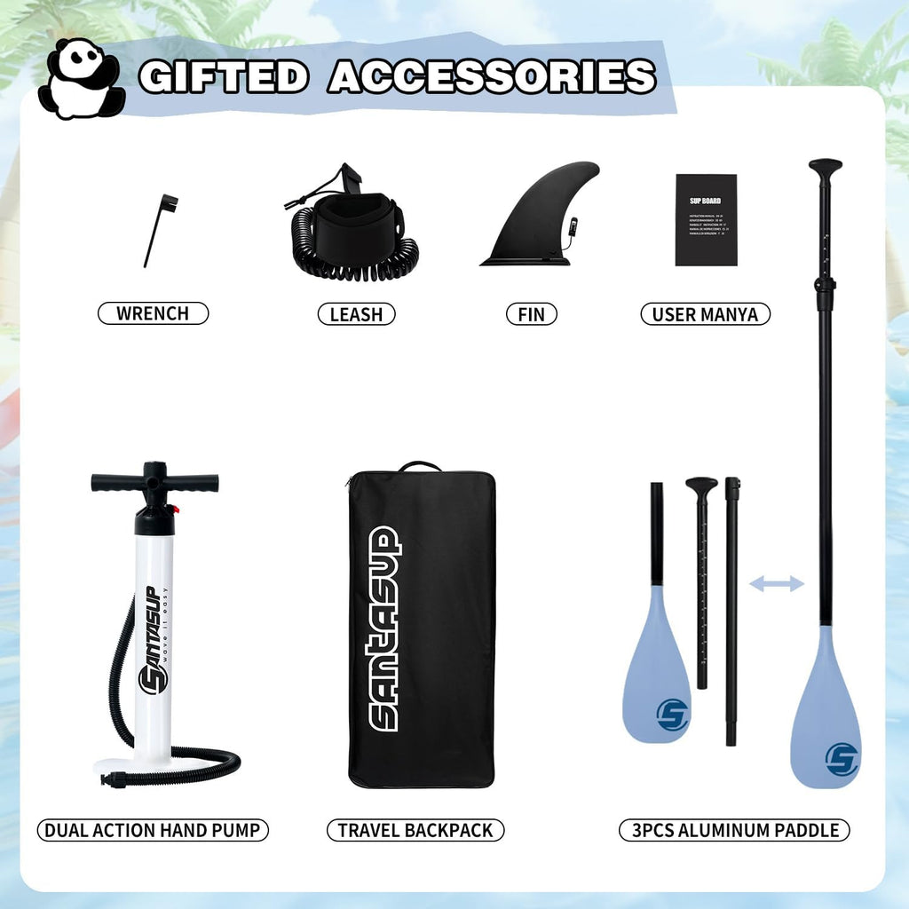 Kids Inflatable Paddle Board, 8ft Panda - Stand Up Paddle Board with Accessories, Durable & Stable Design, Wide Non-Slip Deck, Hand Pump for Youth & Kids