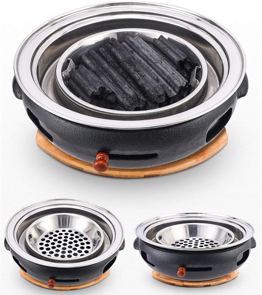 BBQ Barbeque Barbecue Grill,Smoke-Free Charcoal Grill,Cast Iron Oven,Korean Household,Split Type Easy to Clean,Indoor Outdoor,3 Styles (Color : C)