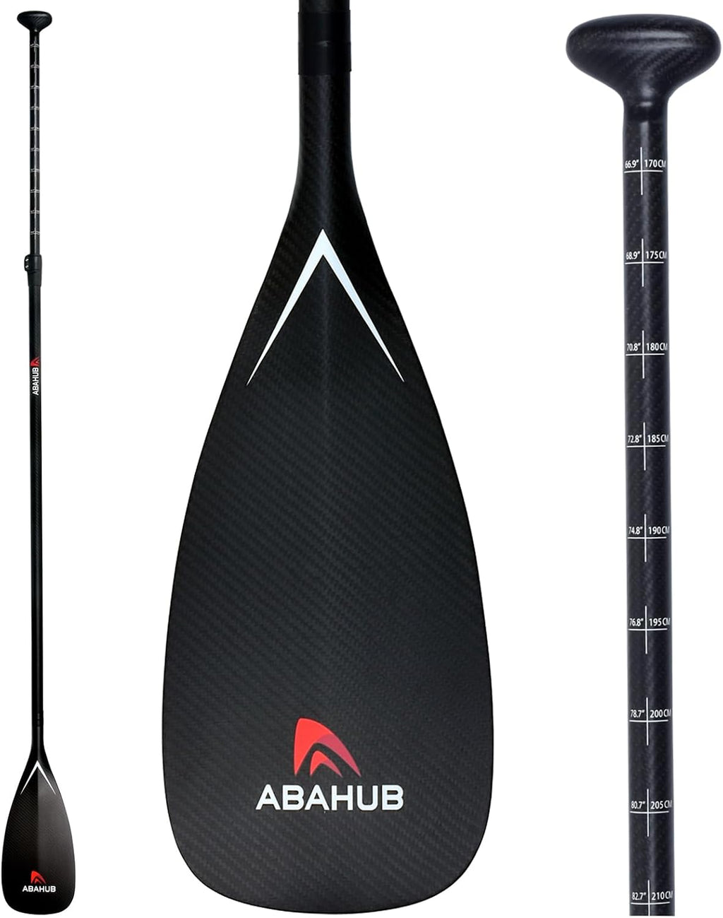 Abahub Carbon Fiber SUP Paddles, 1 x 3 Section Adjustable 67' - 86' Carbon Fiber Shaft, Lightweight Stand-up Paddle Oars for Paddleboards, with a Carrying Bag
