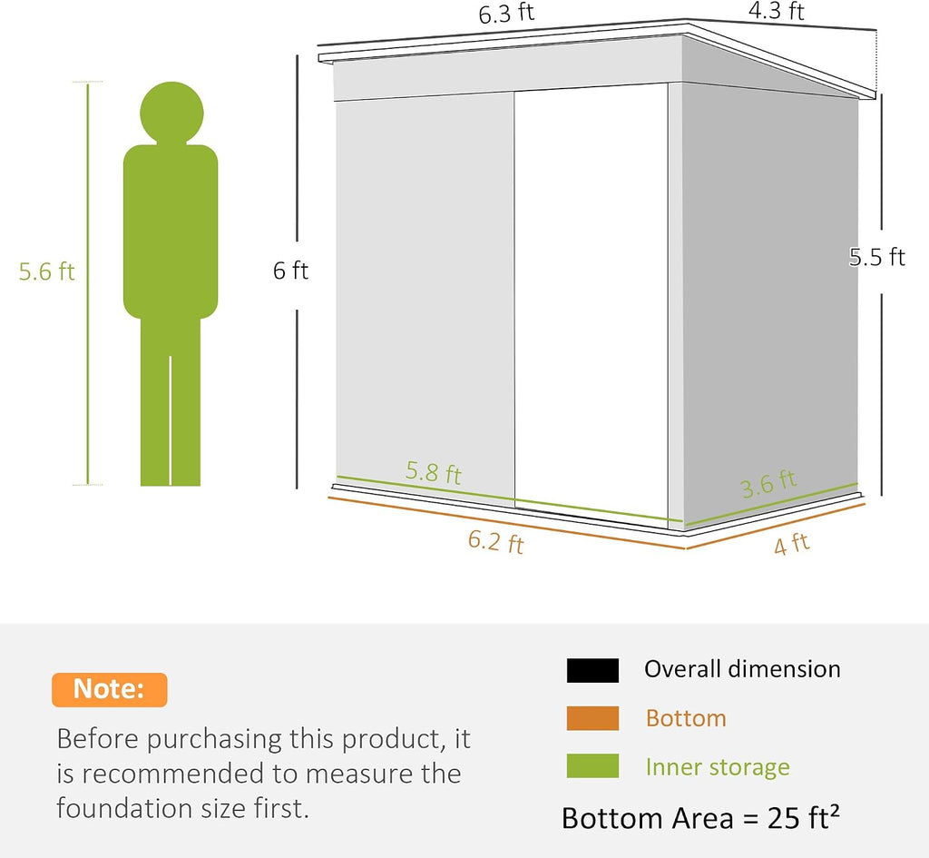Outsunny 6' x 4' Outdoor Storage Shed, Easy to Assemble, Metal Garden Tool Shed with Lockable Door and Gloves for Backyard Garden Patio Lawn, Dark Gray