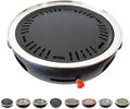 BBQ Barbeque Barbecue Grill,BBQ,Round Flat Mesh,Korean Smoke-Free Household Charcoal Grill,Indoor and Outdoor Barbecue Grill,34.5cm (Color : A)