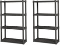 Sterilite 2-Pack 4 Shelf Unit, Heavy-Duty Shelving Storage and Utility Rack - Standing Plastic Organizer Shelves for Kitchen, Bathroom, and Garage