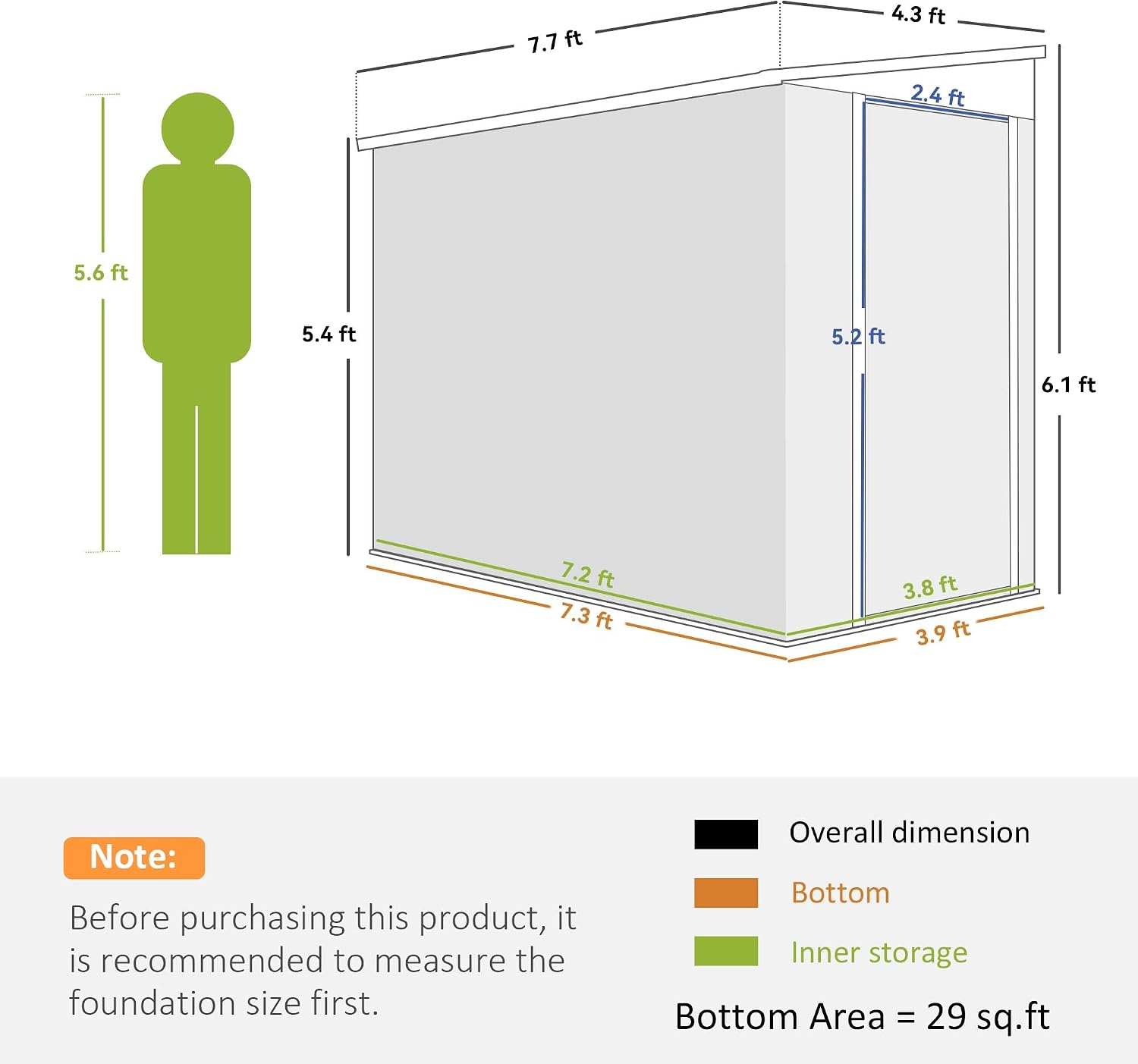 Outsunny 4' x 7.7' Metal Outdoor Storage Shed, Lean to Storage Shed, Garden Tool Storage House with Lockable Door and 2 Air Vents for Backyard, Patio, Lawn, Dark Gray