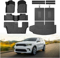 Mixsuper Floor Mat & Cargo Liner for Dodge Durango 7-Seater 2016-2026,All Weather TPE Floor mat with Backrest and Door Sill Guards Durango Accessories,Anti-Slip Floor Liners Set, Black