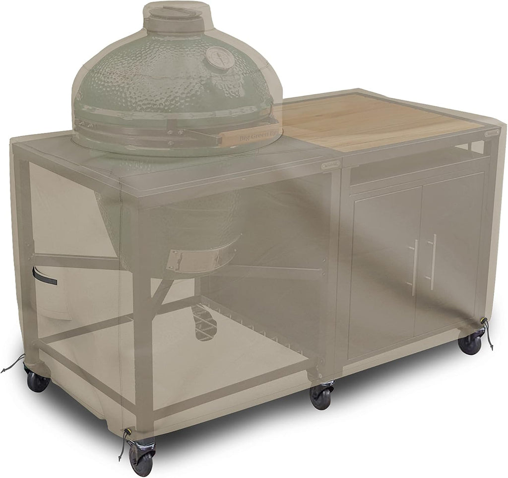 Covers & all Big Egg Grill Cover, 12 Oz Waterproof UV & Weather Resistant, PVC Coated Outdoor Cover with Air Vents & Drawstrings (60' L x 36' D x 56' H, Beige)