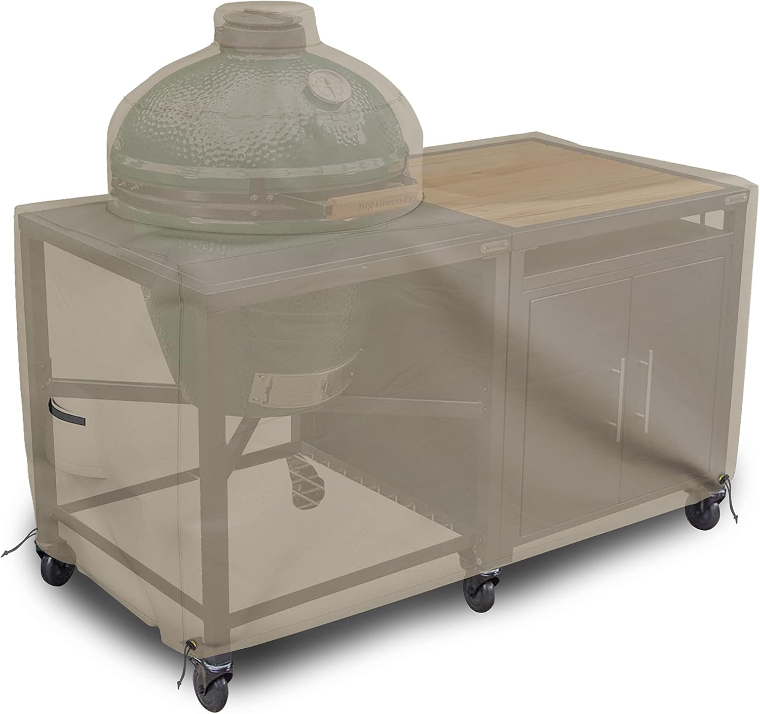 Covers & all Big Egg Grill Cover, 12 Oz Waterproof UV & Weather Resistant, PVC Coated Outdoor Cover with Air Vents & Drawstrings (60' L x 36' D x 56' H, Beige)