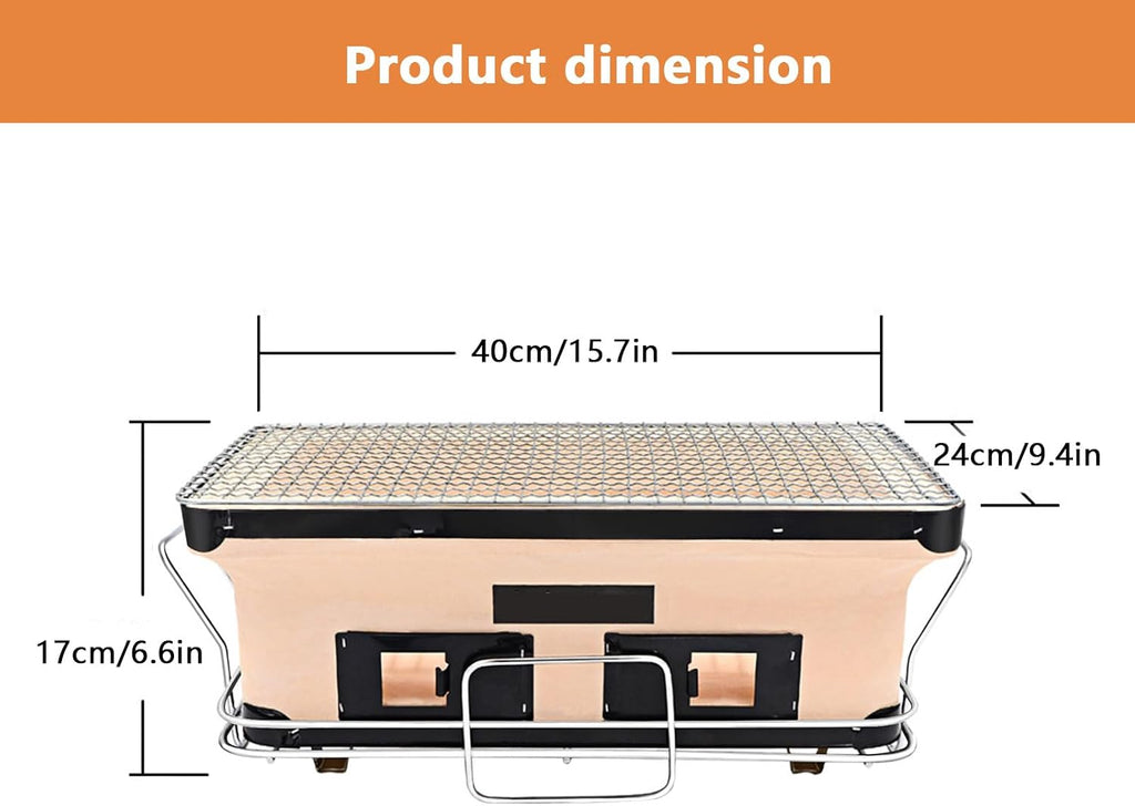 AIZYR Japanese Yakiniku Grill Clay Tabletop BBQ Grill, Charcoal Stove Korean Barbecue Grill, Household Charcoal Gril for Home Outdoor Camping Traveling