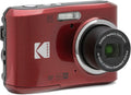 KODAK PIXPRO FZ45 16MP CMOS Sensor Digital Camera 5X Optical Zoom with Sunshine Photo Microfiber Cleaning Cloth (Basic Bundle, Red)