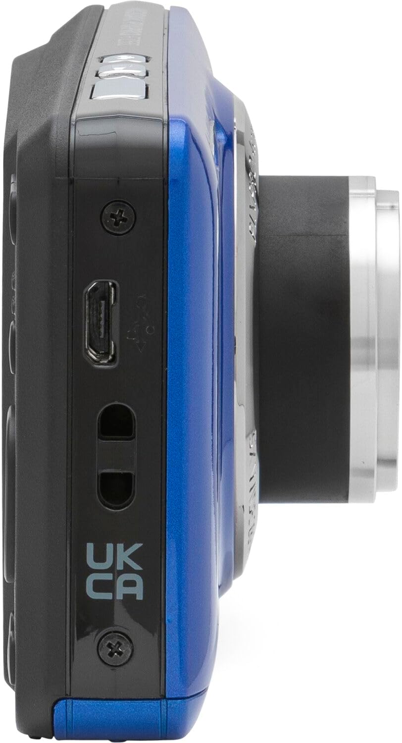 Kodak PIXPRO FZ55 Blue 16MP Digital Camera 5X Optical Zoom 28mm Wide Angle 1080P Full HD Video 2.7' LCD Camera + 64GB Card and Reader + Case + Memory Wallet + Tripod + Cleaning Bundle