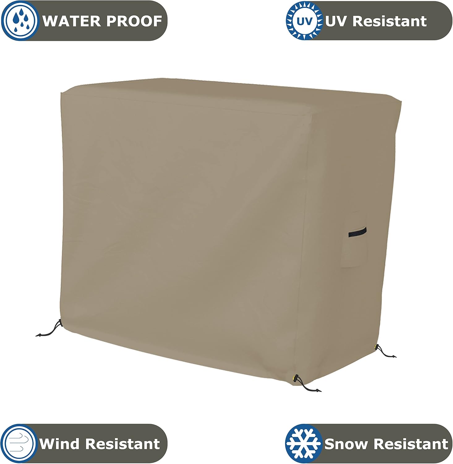 Bar Cart Cover 12 Oz Waterproof 100% Weather Resistant cart Cover with Air Pockets and Drawstring for Sung Fit (34' H x 50' W x 30' D), Beige