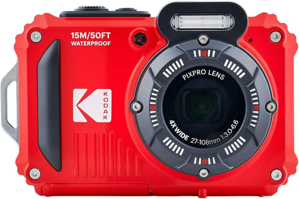 Kodak PIXPRO WPZ2 Rugged Waterproof 16MP Digital Camera with 4X Optical Zoom (Red) and 32GB microSDHC Card with Adapter Bundle (2 Items)