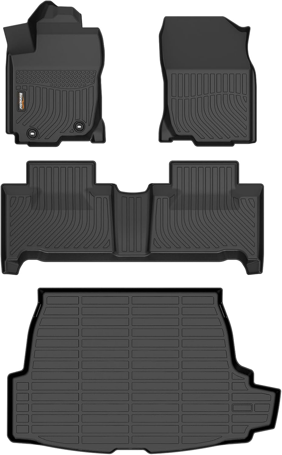Binmotor-for Toyota RAV4 Hybrid 2013-2018 Floor Mats & Cargo Liner Set, Includes 1st+2nd+Rear Trunk Mat, All Weather Car Mat for RAV4 Accessories Rubber Mats TPE Cargo Mat