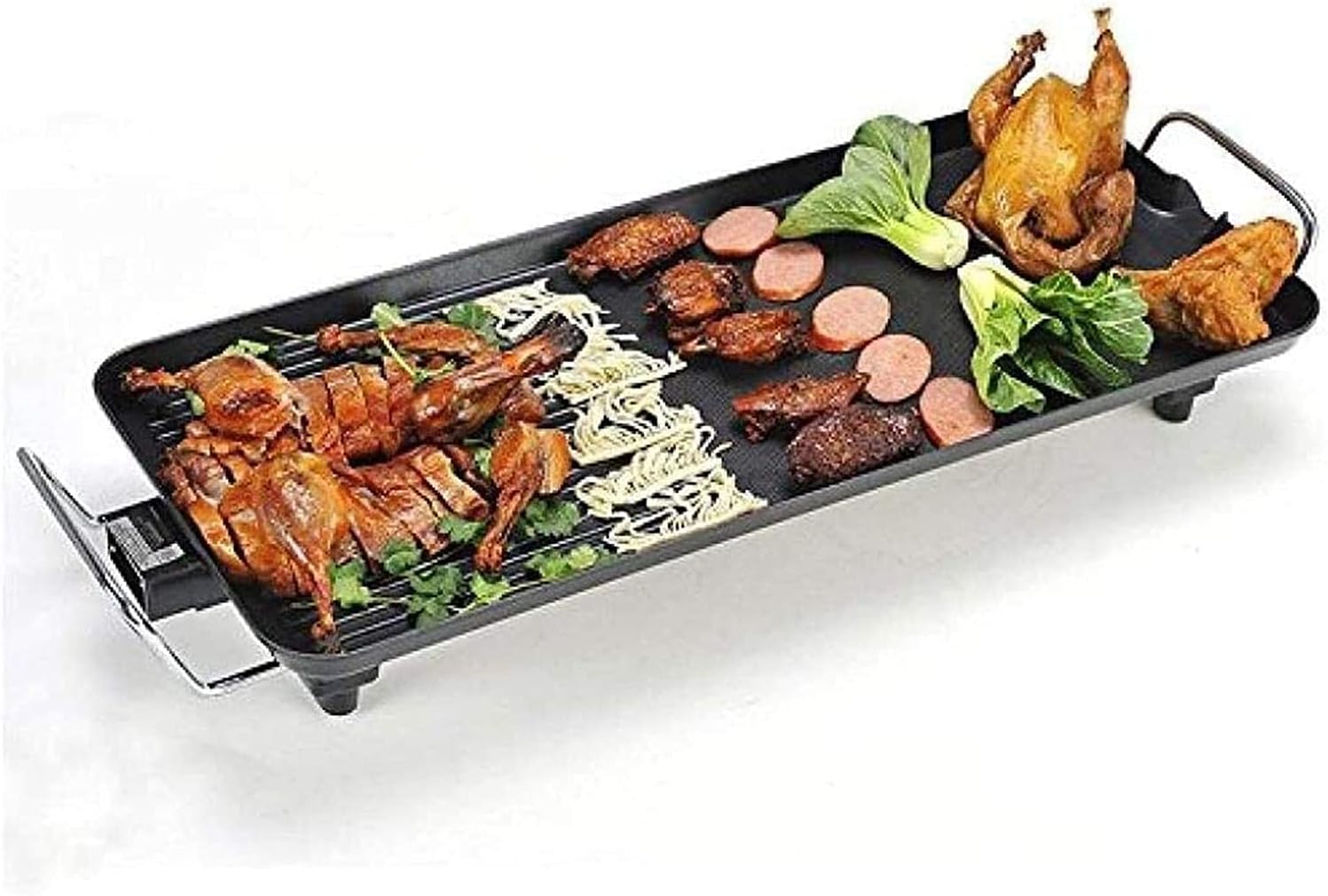 Indoor Korean Barbecue Grill 68cm*28cm Electric Teppanyaki Table Grill, BBQ Barbecue Griddle, Non-Stick Hot Plate, Heating Plate for Stove 2000W (Color : S40cm*24cm)