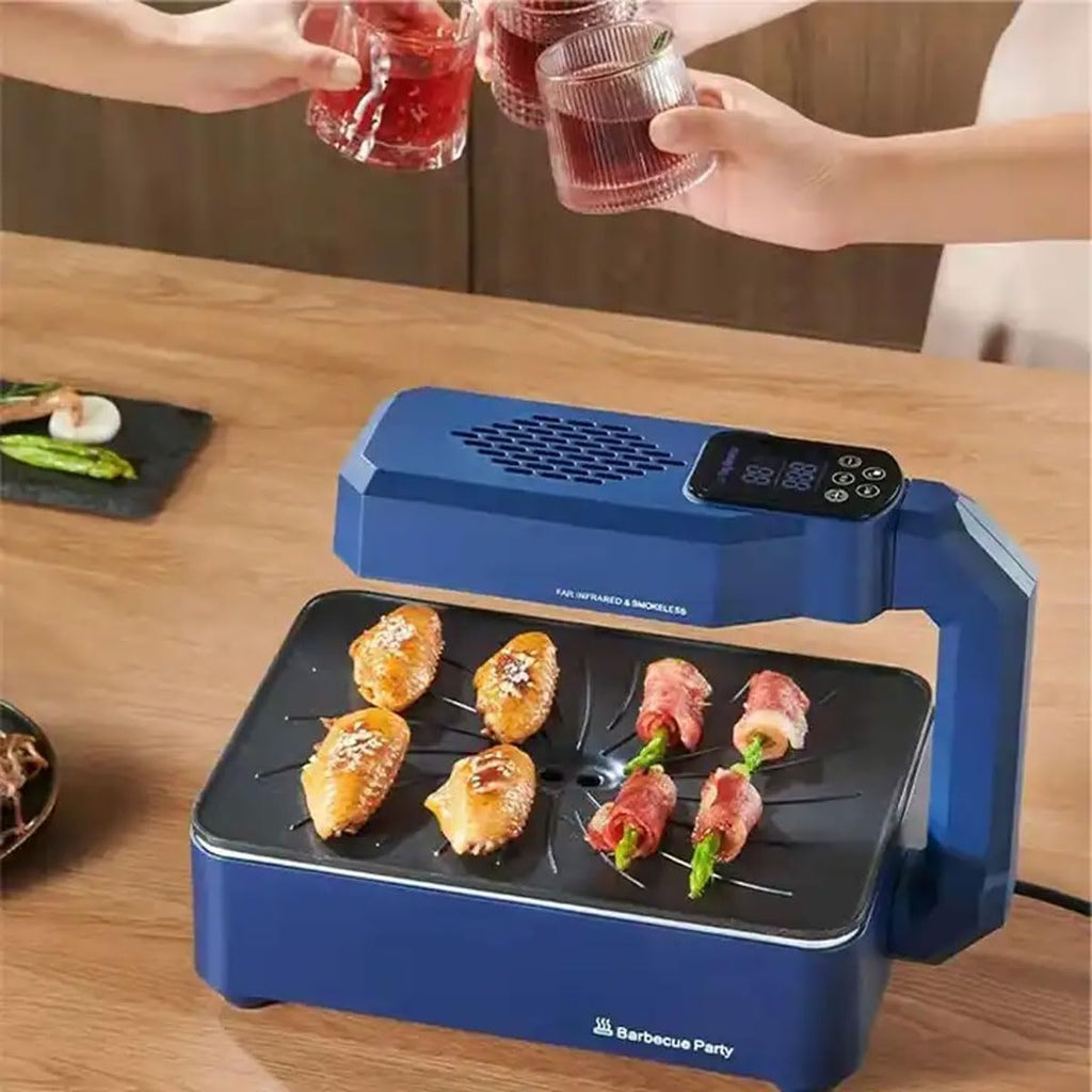Smokeless Grill Indoor, 11 Levels Adjustable Firepower Portable Electric Korean BBQ Grill, LCD Smart Display, Fast Heat Up, 850W Removable BBQ Machine for Home, Party, Outdoor, Camping