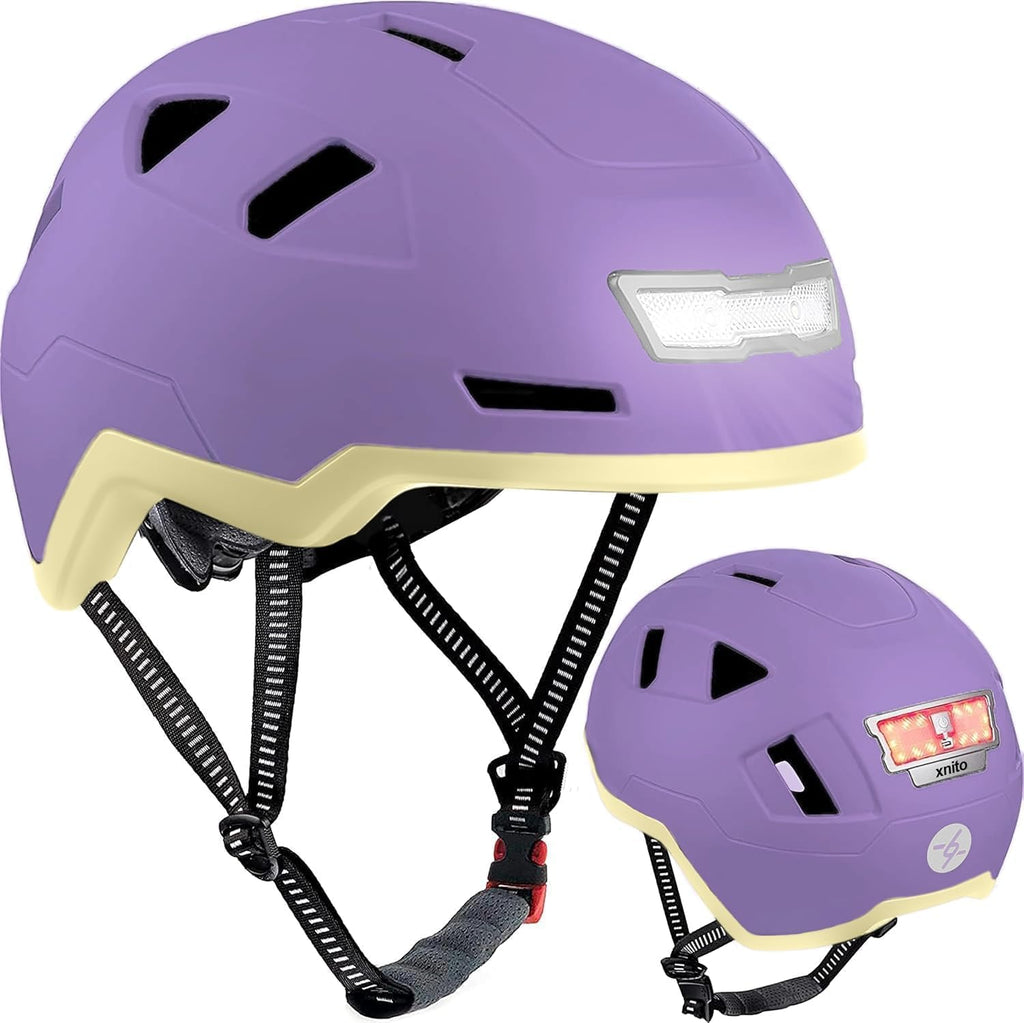 XNITO Kid Bike Helmets for Boys and Girls | Fit Head 51-54cm Circumference | CPSC & NTA-8776 Dual Certified | Multi-Sport Helmets with LED Lights, Magnetic Buckle, Detachable Visor