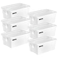 Rubbermaid Commercial Products BRUTE Tote Storage Bin with Lid, 14-Gallon, White, Rugged/Reusable Boxes for Moving/Camping/Garage/Basement Storage, Pack of 6