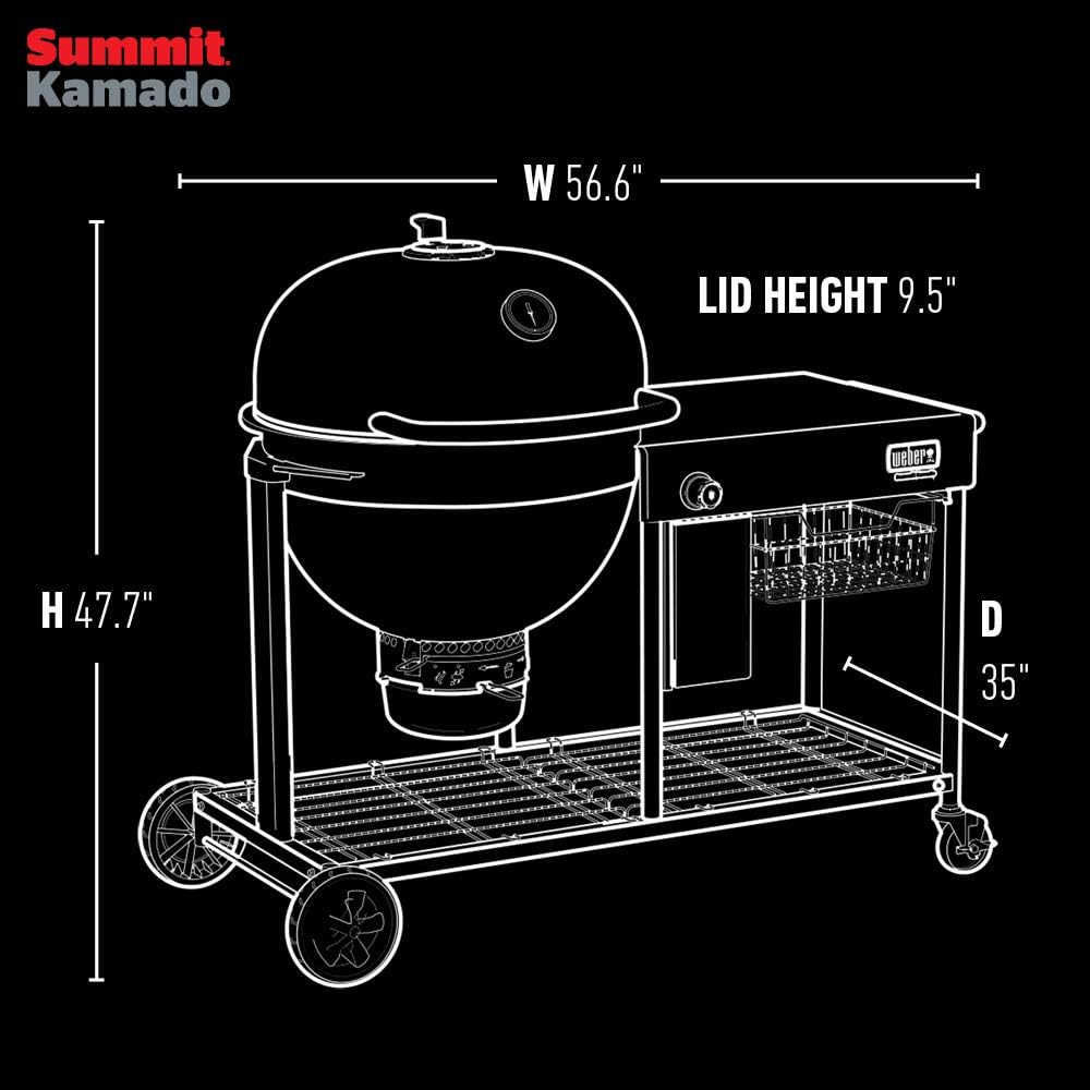 Weber Summit® Kamado S6 Charcoal Grilling Center, Black – Dual‑Walled Insulated Steel Kamado with 24' Cooking Area, Porcelain‑Enameled Kettle & One‑Touch Cleaning System