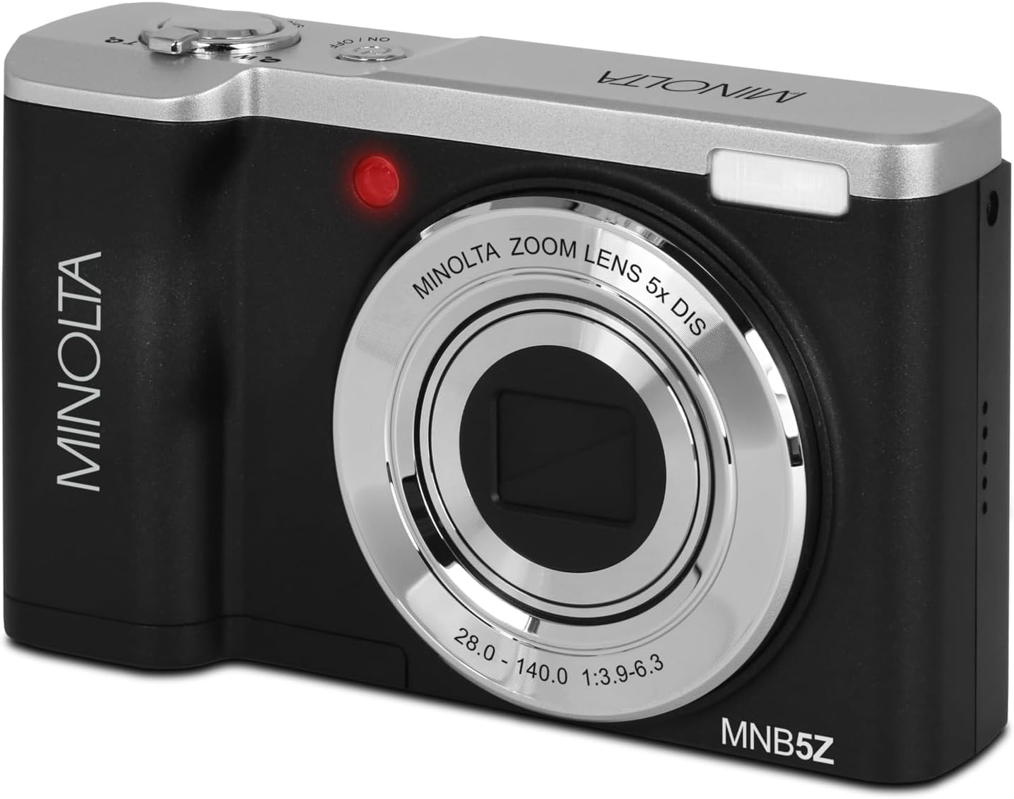 Minolta MNB5Z 56MP Dual Lens Point & Shoot Digital Camera with 5X Optical Zoom & 5K Ultra HD Video Bundle with 32GB Memory Card + Vlogger Tripod + Bag + Cleaning Kit + More Accessories (Black)