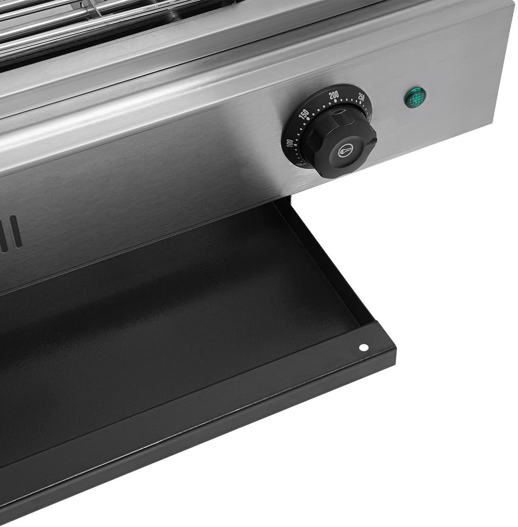 2 Burner Electric Barbecue Grill, 3000W Commercial Barbecue Griller 110V Countertop Stainless Steel BBQ Grills with 122℉to 572 ℉ Adjustable Temp for Home or Restaurant, Silver