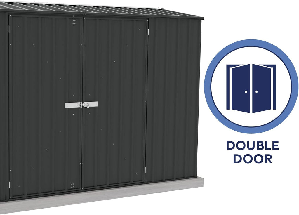 Absco Premier Storage Sheds, 10'x5' Metal Garage, DIY Backyard Shed, Utility Tool Storage, Weather & Wind Resistant Aluminum Panels & Steel Frame, Maintenance-Free, 12 Year Warranty, Monument Gray