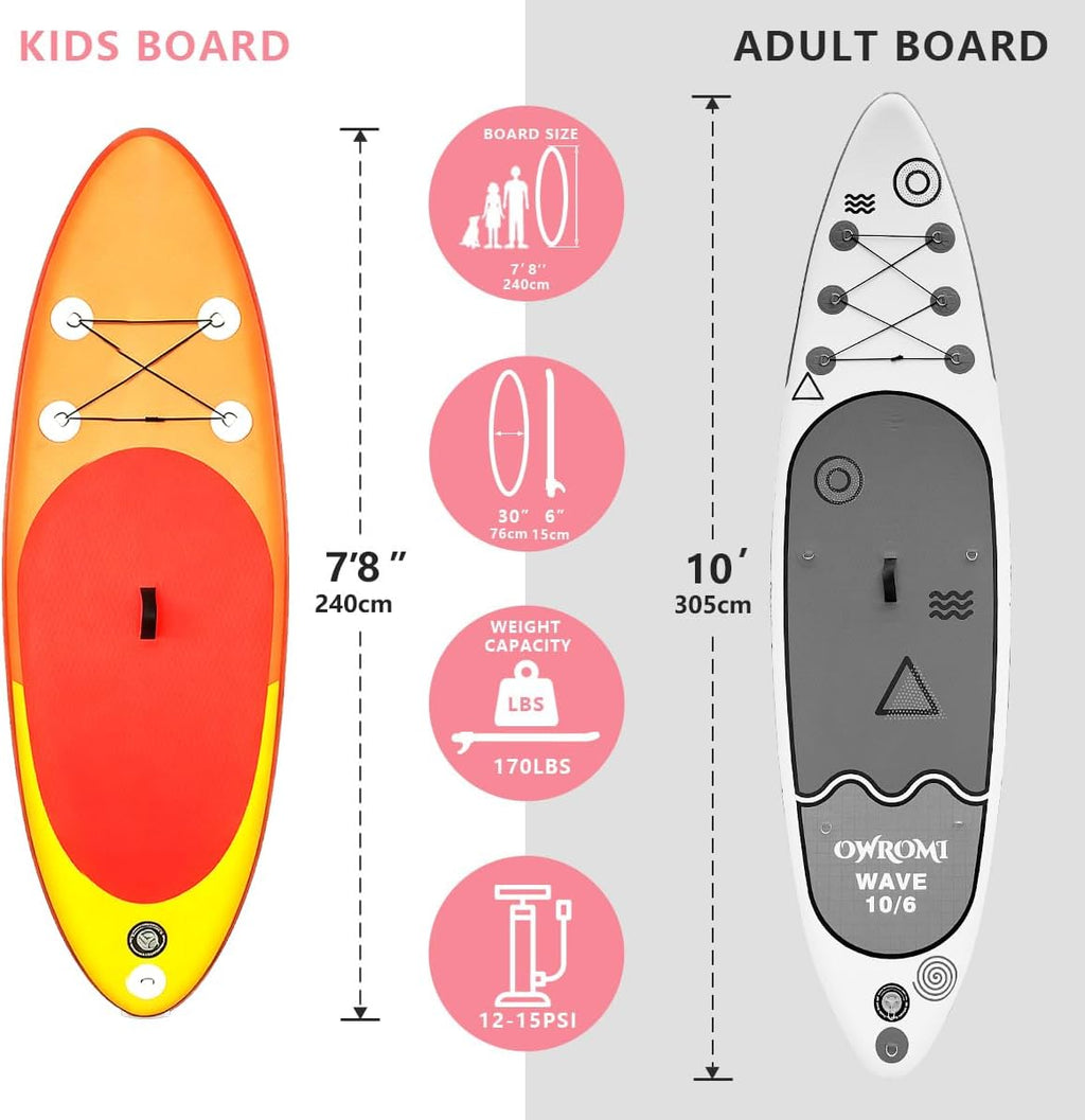 Kids Stand Up Paddle Board with Inflatable SUP Accessories, Non-Slip Comfort Deck Inflatable Paddle Board for Kid, Durable, Lightweight Fin for Youth & Kids