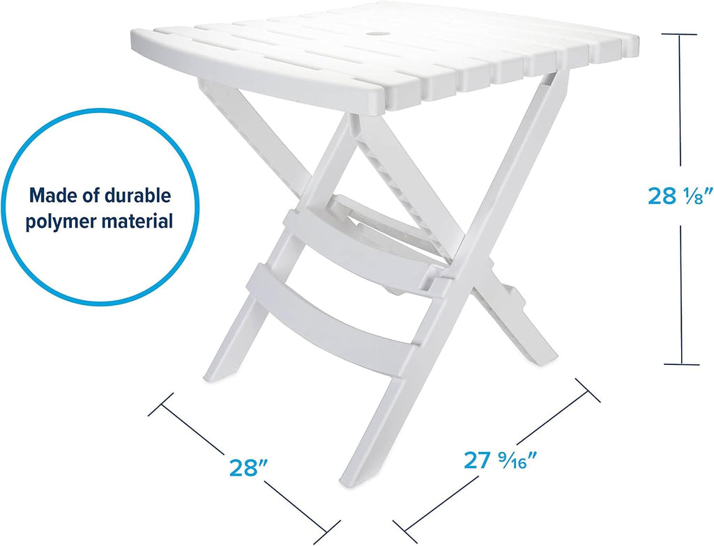 Camco Outdoor Table and Chair Set | Features Foldable Design for Compact RV Storage and Organization | Great for Camping, Events, Patios, and More | No-Tool Assembly | 3-Piece, White (51640)