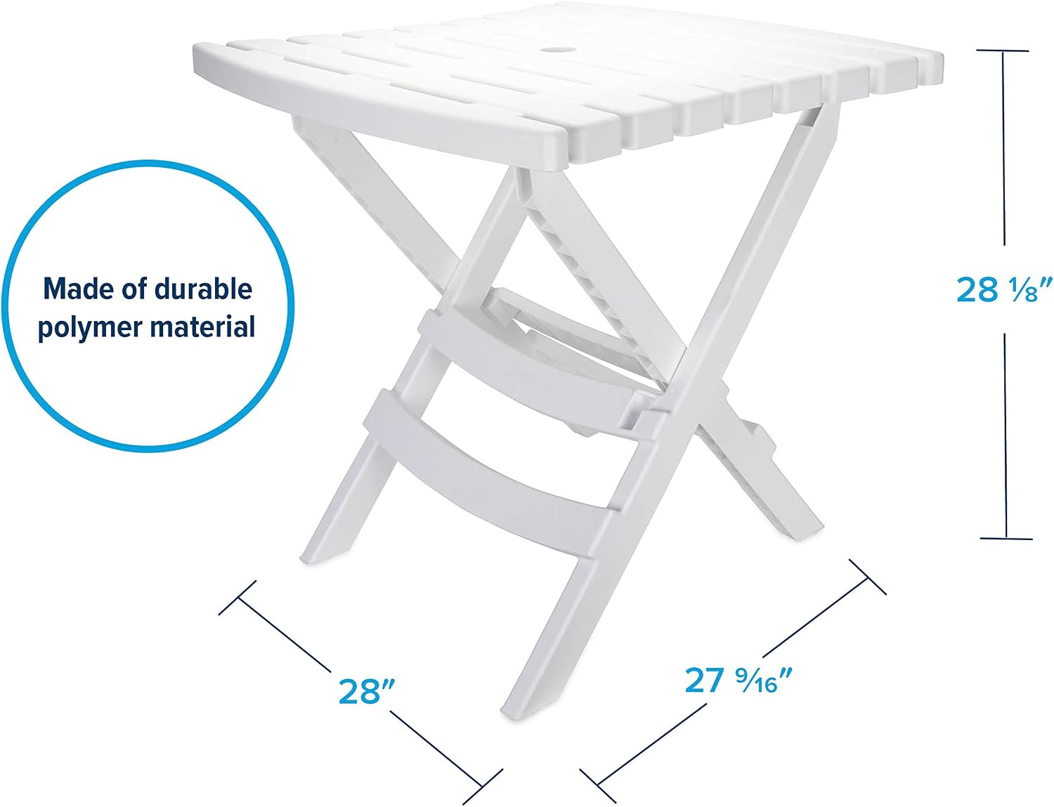 Camco Outdoor Table and Chair Set | Features Foldable Design for Compact RV Storage and Organization | Great for Camping, Events, Patios, and More | No-Tool Assembly | 3-Piece, White (51640)