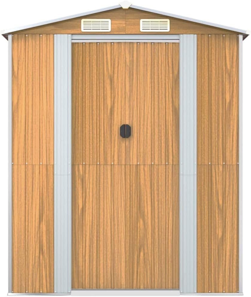 vidaXL Garden Shed Light Brown Galvanized Steel 75.6x42.5x87.8 in