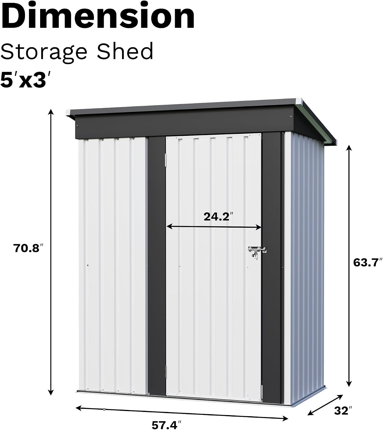 JUMMICO Metal Outdoor Storage Shed 5 x 3 FT Metal Shed with Lockable Door,Waterproof Garden Tool Shed Storage House for Backyard Patio Lawn,White