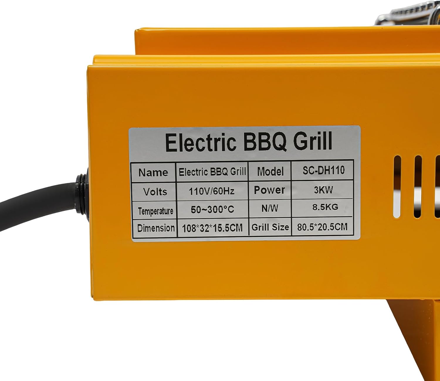 DYRABREST Electric Portable BBQ Grill 3000W Dual-Head Temperature Control Stainless Steel Griller with Large 31.6x20.5 Inch Cooking Surface, 110V Outdoor Grill for Steak, Chicken, Vegetables (Yellow)
