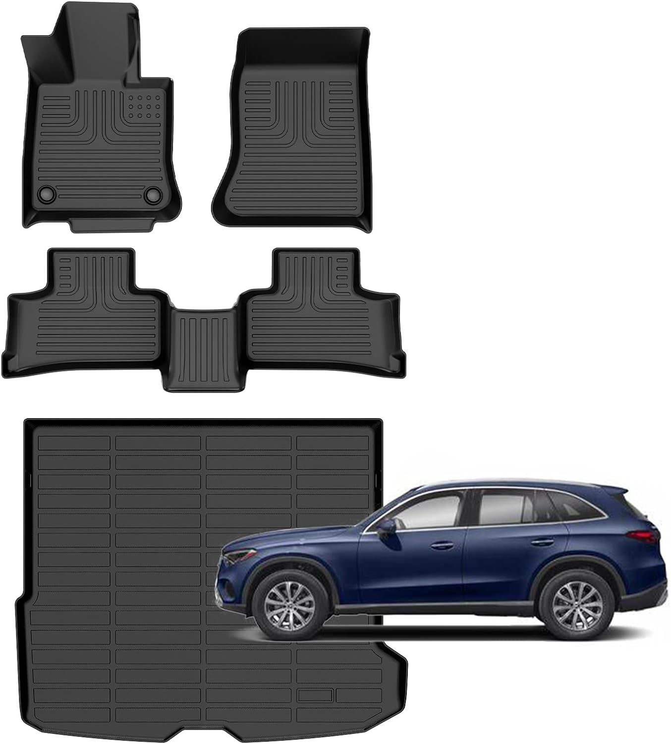 for Mercedes Benz GLC丨GLC 300丨GLC 350e 丨GLC 43 AMG Floor Mats 2026 2025 2024 2023,Car Mats for Mercedes Benz GLC All Weather Anti-Slip Floor Mats Cargo Liner Accessories