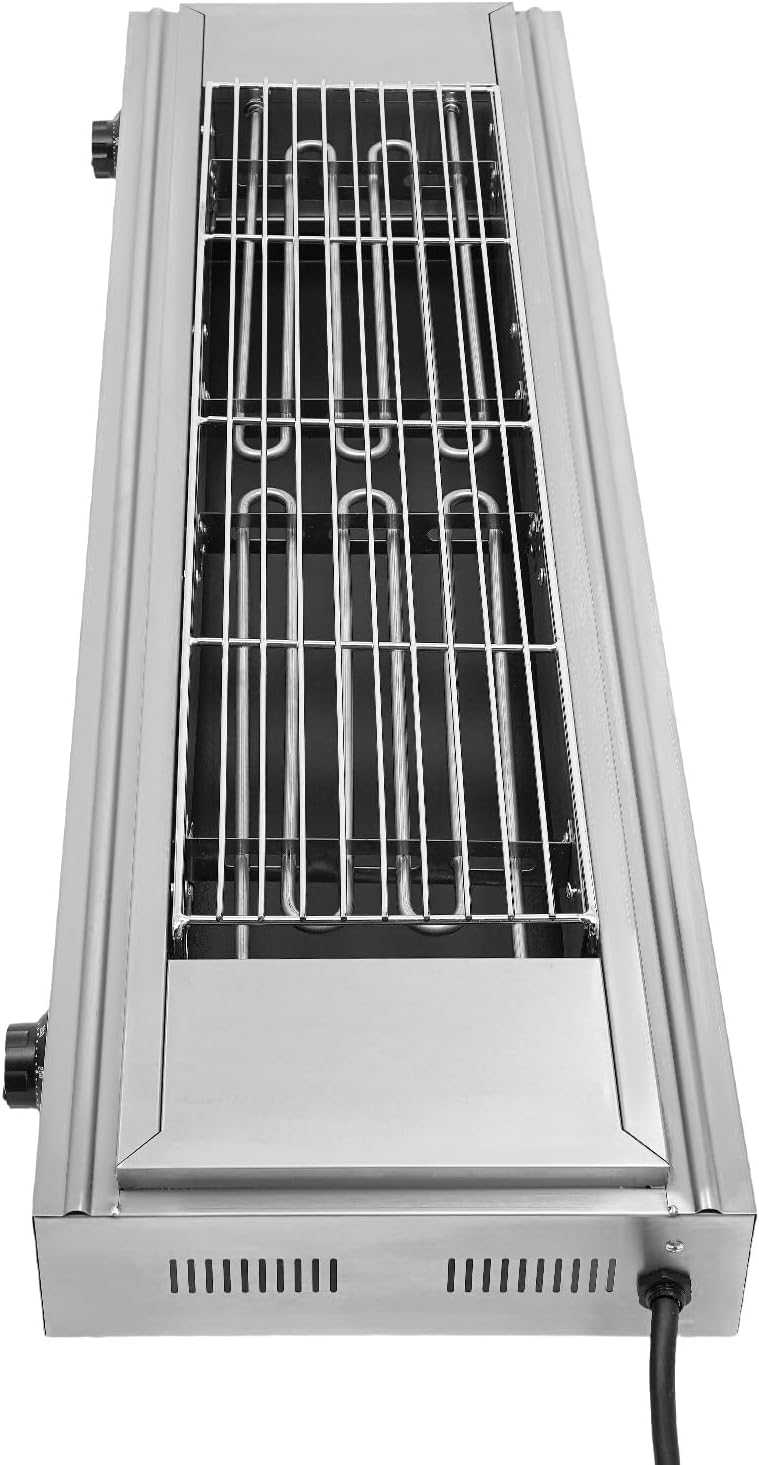 DYRABREST Electric Portable BBQ Grill 3000W Dual-Head Temperature Control Stainless Steel Griller with Large 31.6x20.5 Inch Cooking Surface, 110V Outdoor Grill for Steak, Chicken, Vegetables (Silver)