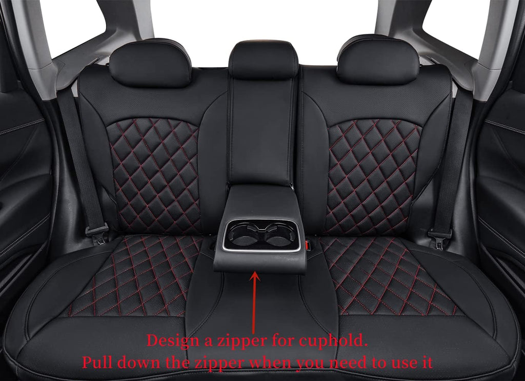 coverdream Custom Seat Covers Compatible with Select Hyundai Santa Fe 2019 2020 2021 2022 2023-5 Seats Models - Leatherette (Red/Black,Full Set)