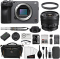 Sony FX30 Digital Cinema Camera Bundle with Sony E 10-20mm f/4 PZ G Lens + UV Filter + 64GB Memory Card + Battery Charger + Memory Card Reader + Camera Bag + Cleaning Kit + Cloth (12 Items)