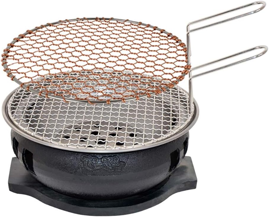 Portable BBQ Grill, Korean BBQ Grill Charcoal Cast Iron 5-10 People Indoor Outdoor Multicolor(H)