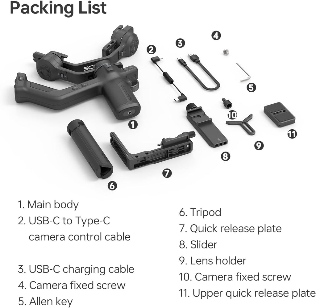 FeiyuTech SCORP-C2 Camera Gimbal Stabilizer, 3-Axis Professional Video Stabilizer with Built-in AI Tracking, 7.72lb Payload for DSLR & Mirrorless Sony A7IV Canon R5 Nikon, Native Vertical Shooting