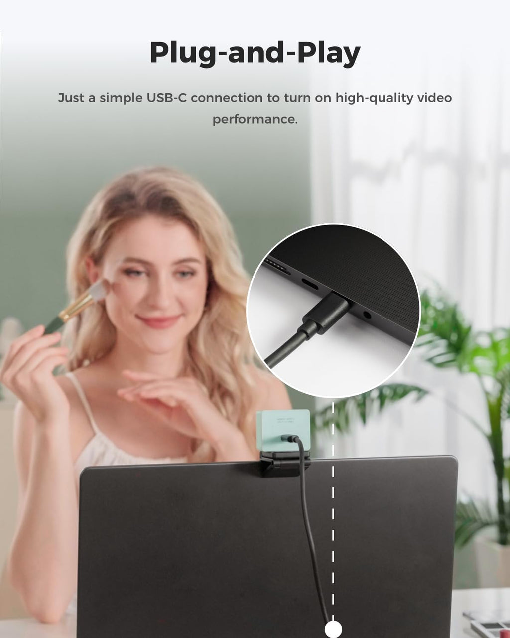 OBSBOT Meet 2-4K Webcam for PC with 1/2' Sensor, AI Framing & Autofocus, Beauty Mode, Lightweight, Gesture Control, HDR, Dual Microphone, 60 FPS, Web Cam for Streaming, Meeting, Gaming. (Aurora Green)