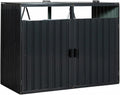 55.1 Cu.Ft Outdoor Trash Can Storage Shed, Metal Trash Can Storage Bin with Spring Chain Lid for Garbage Storage, Waterproof Storage Shed Stores for 2 Trash Cans, Garden Tools, Black