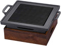 Grill for Outdoor Korean Japanese Tabletop BBQ Grill Portable Barbecue Stove Charcoal Grill with Wooden Base Household Non-stick Cooking Tools for Outdoor or Indoor Barbecue Grill ( Color : 18x18cm )